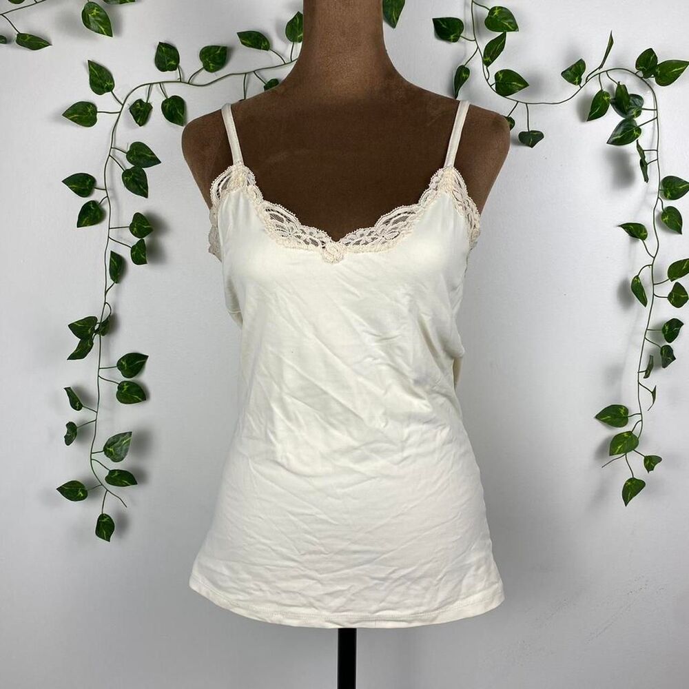 Vintage Only Hearts by Helena Stuart cream lace trim cami top 90s y2k fairy